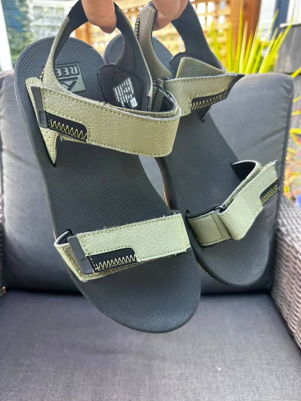 Reef Sandals Mens 10 Green Fanning Baja Straps Faux Leather Vegan